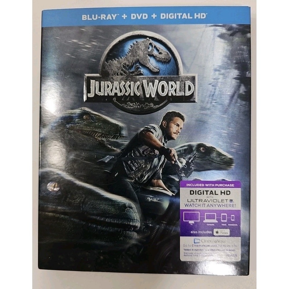 Jurassic World (Blu-ray + DVD + Digital) W/Slipcover - New Sealed